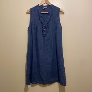 Alesia Pacini Made in Italy blue linen mini dress. Size M